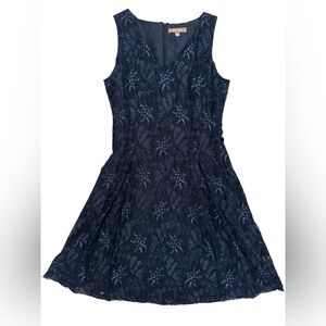 Ellen Tracy Black Metallic Lace Midi Dress, size 6